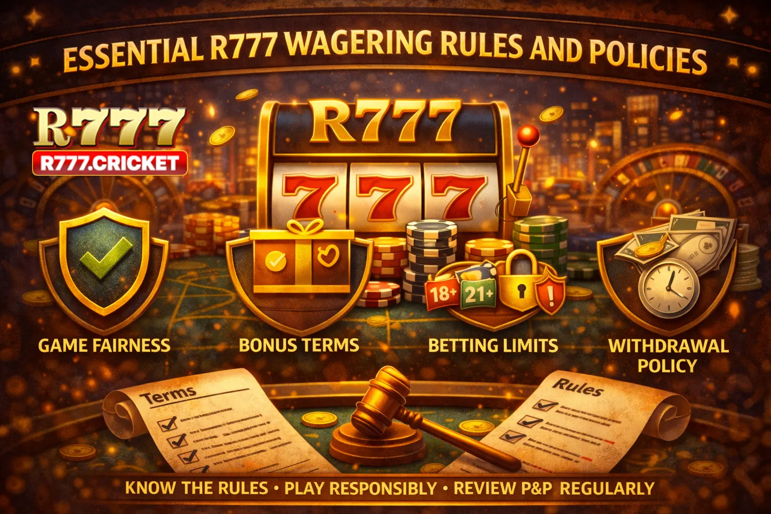 Essential R777 wagering rules and policies