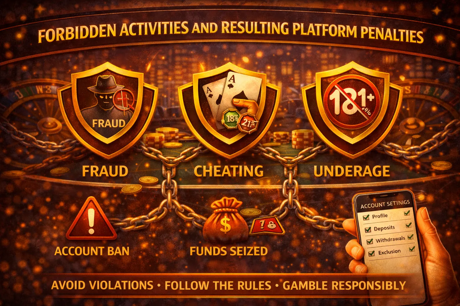 Forbidden activities and resulting platform penalties